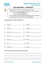 Worksheets for kids - using-apostrophes-contractions
